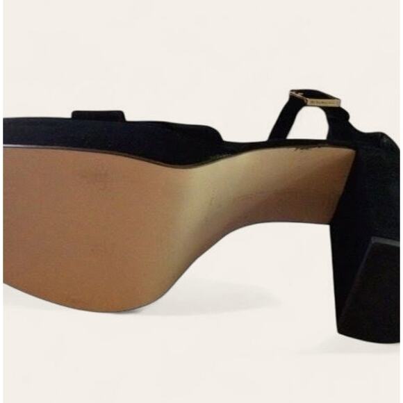 Good American Platform Block Heel Black Suede Ankle Strap Chunky Sandal 10.5 NEW - Picture 11 of 12